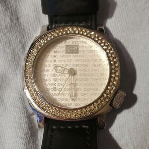 Marc Ekco King Label Large Watch Model: E9501212 00-829-1972 Silver Rhinestones‎